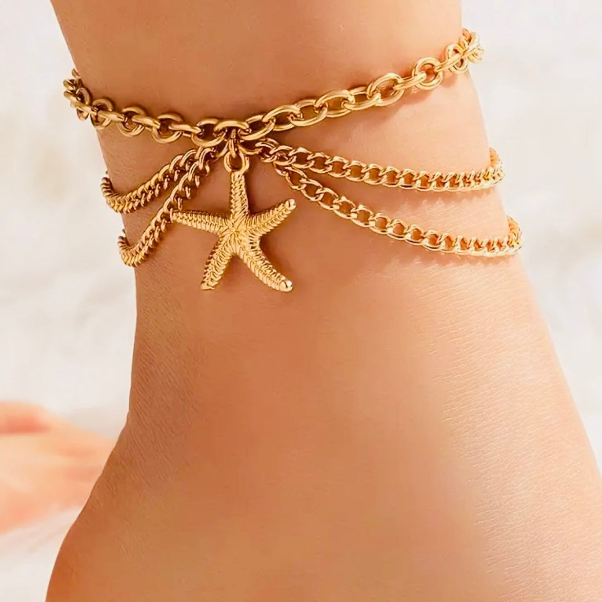 Bracelet cheville étoile de mer