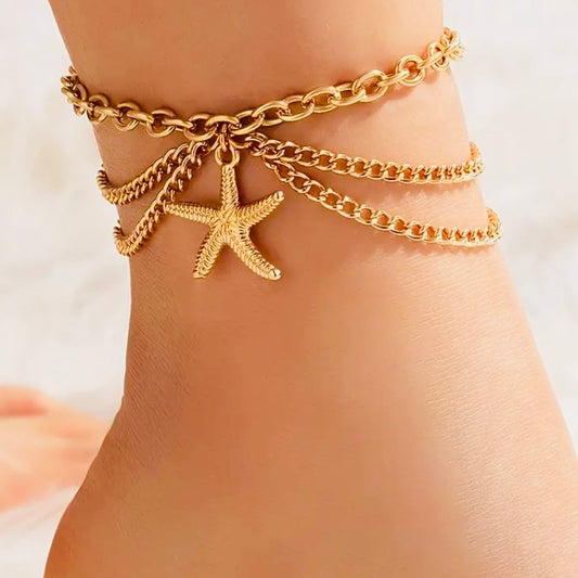 Bracelet cheville étoile de mer