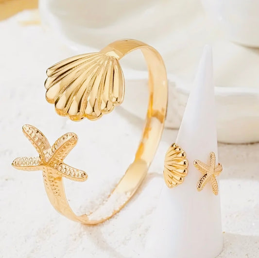 Bague coquillage ajustable