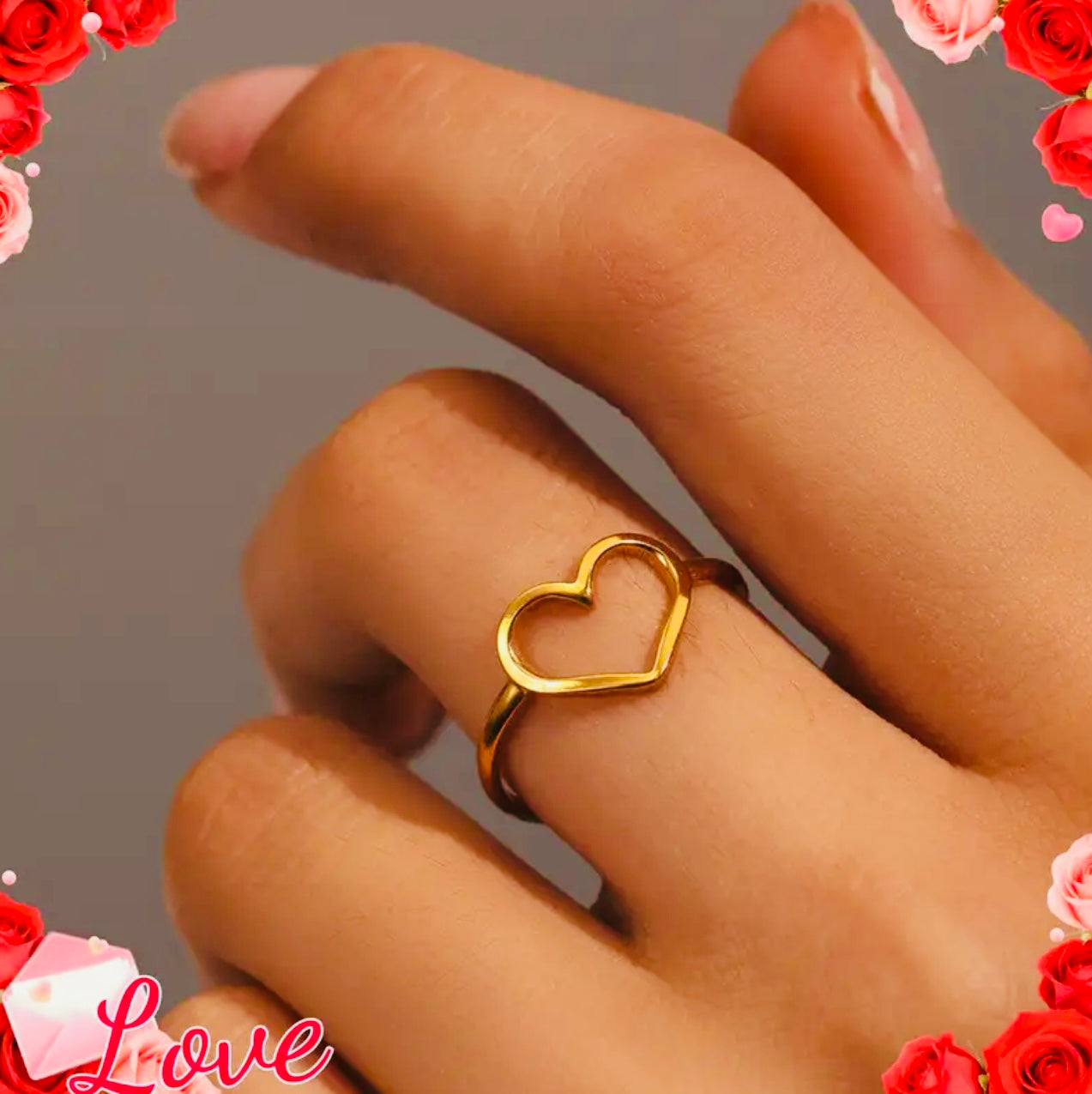 Bague coeur ajustable